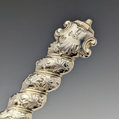 約 1850 年英國古董實心銀柄餐具 12 對套裝木盒 Martin Hall